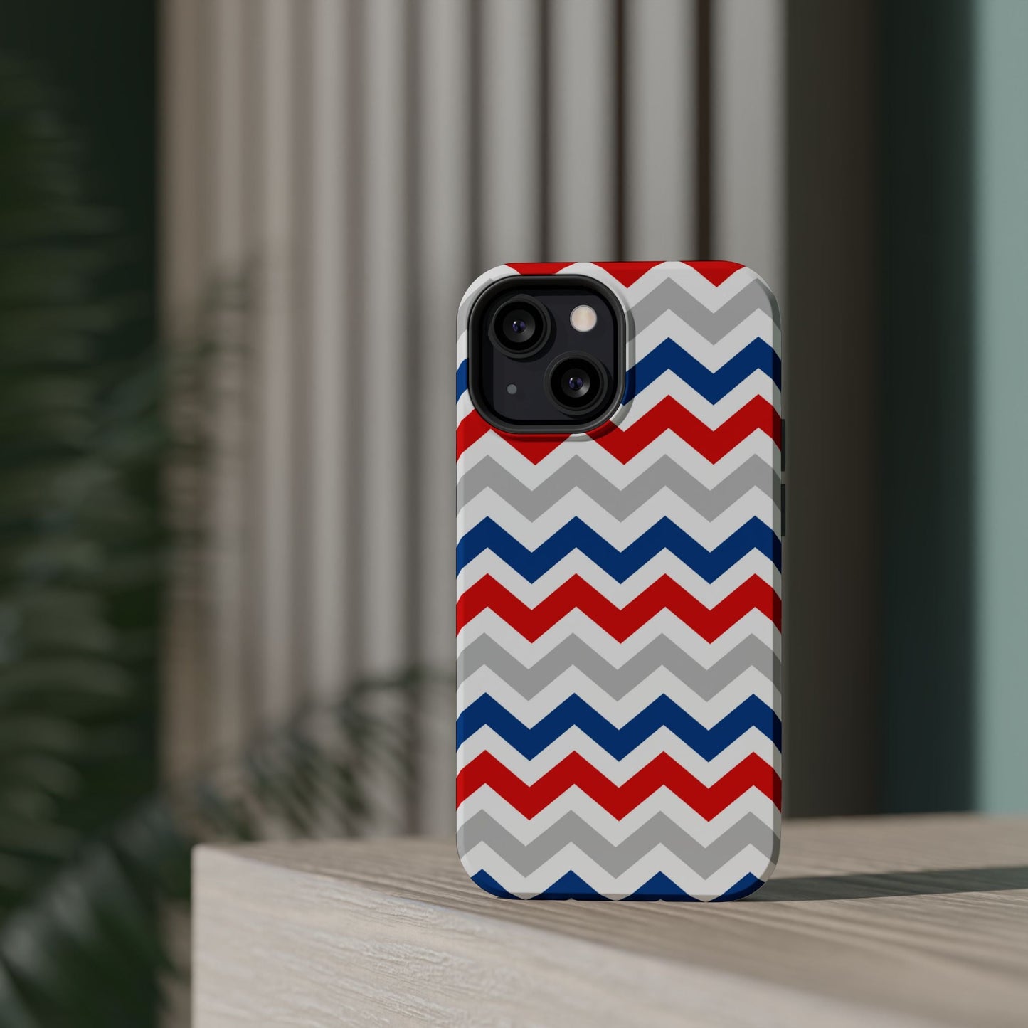 Patriotic Red, White & Blue Chevron – MagSafe Compatible iPhone Case - BOGO Cases