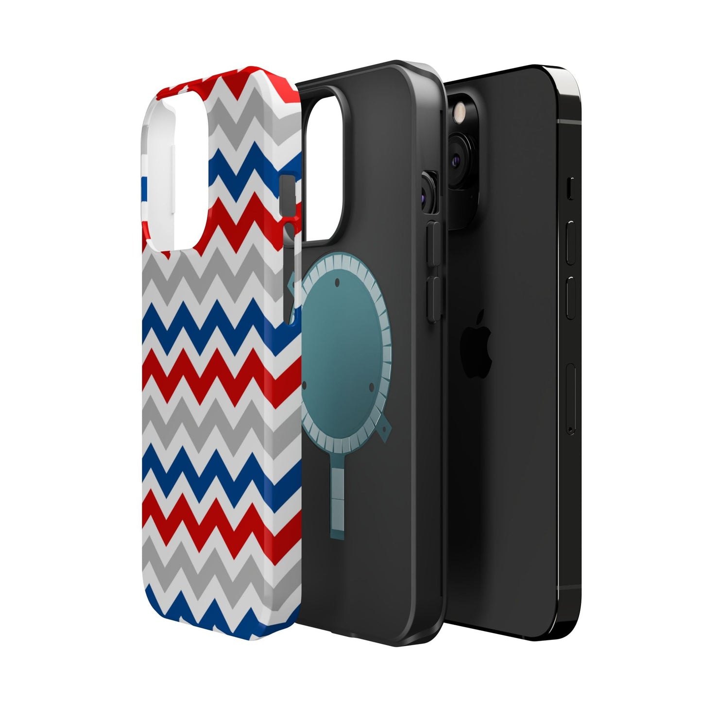 Patriotic Red, White & Blue Chevron – MagSafe Compatible iPhone Case - BOGO Cases
