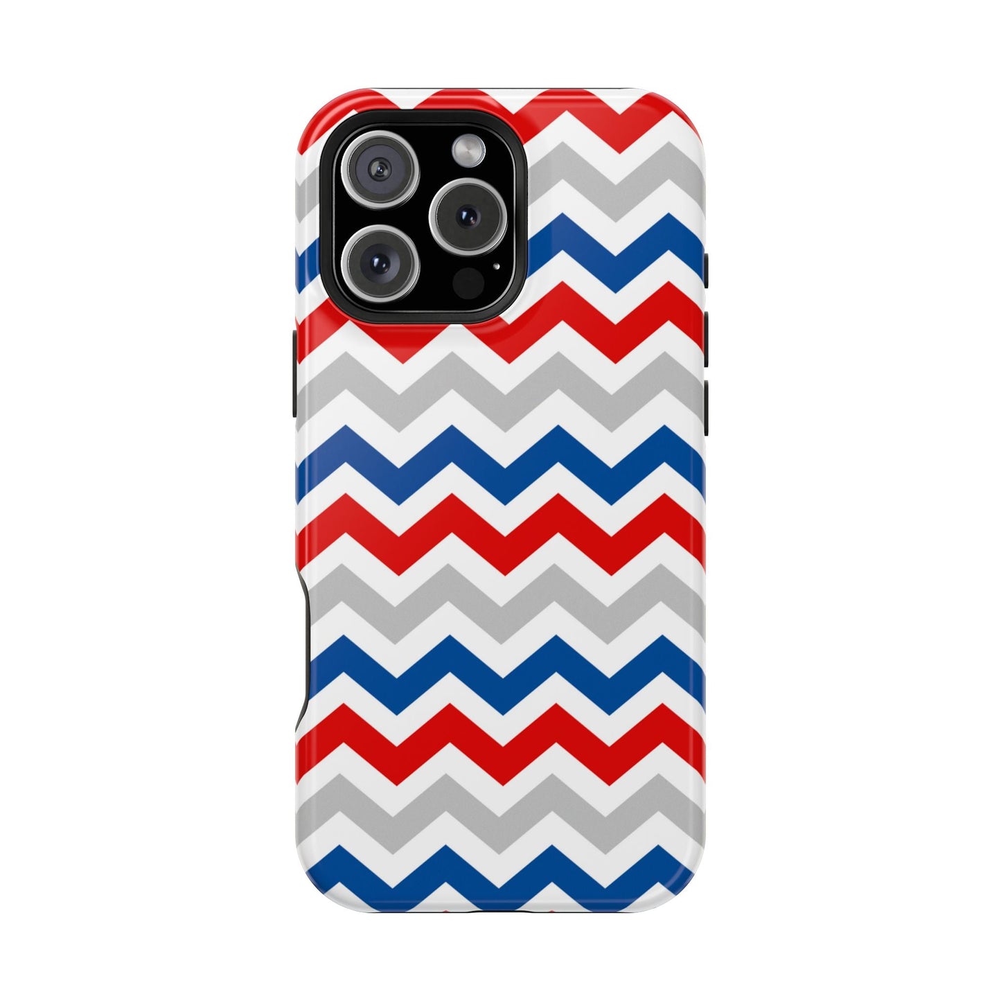 Patriotic Red, White & Blue Chevron – MagSafe Compatible iPhone Case - BOGO Cases