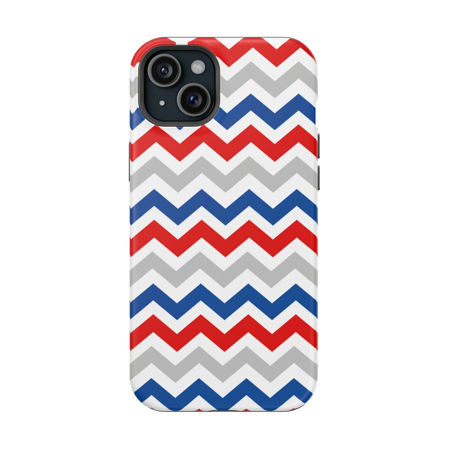 Patriotic Red, White & Blue Chevron – MagSafe Compatible iPhone Case - BOGO Cases