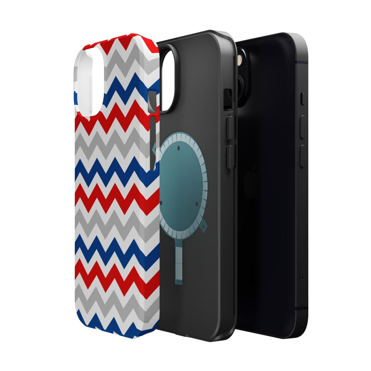 Patriotic Red, White & Blue Chevron – MagSafe Compatible iPhone Case - BOGO Cases