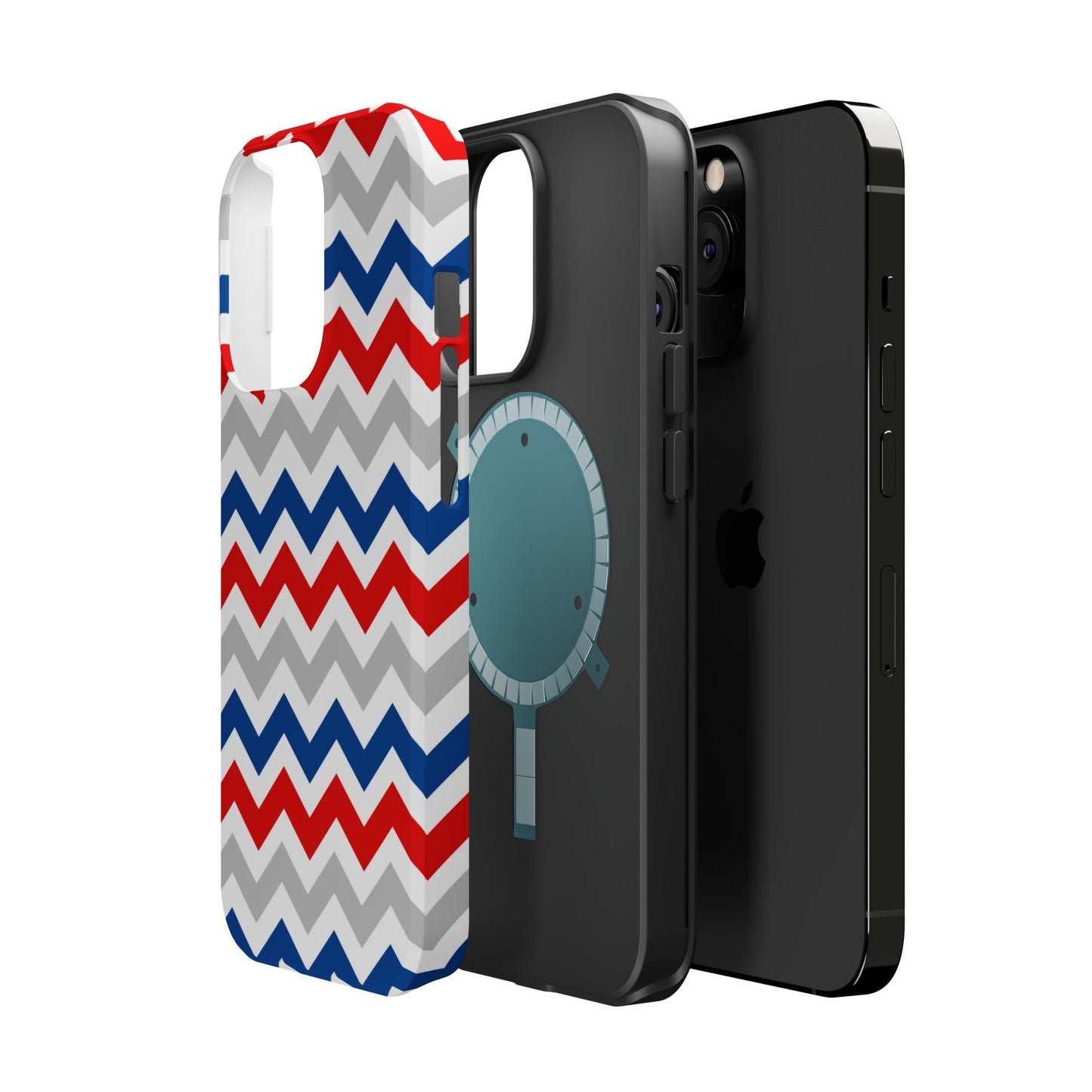 Patriotic Red, White & Blue Chevron – MagSafe Compatible iPhone Case - BOGO Cases