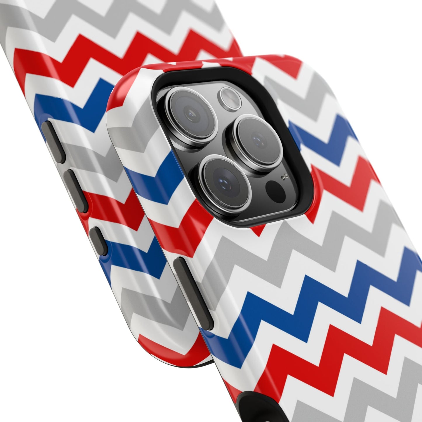 Patriotic Red, White & Blue Chevron – MagSafe Compatible iPhone Case - BOGO Cases