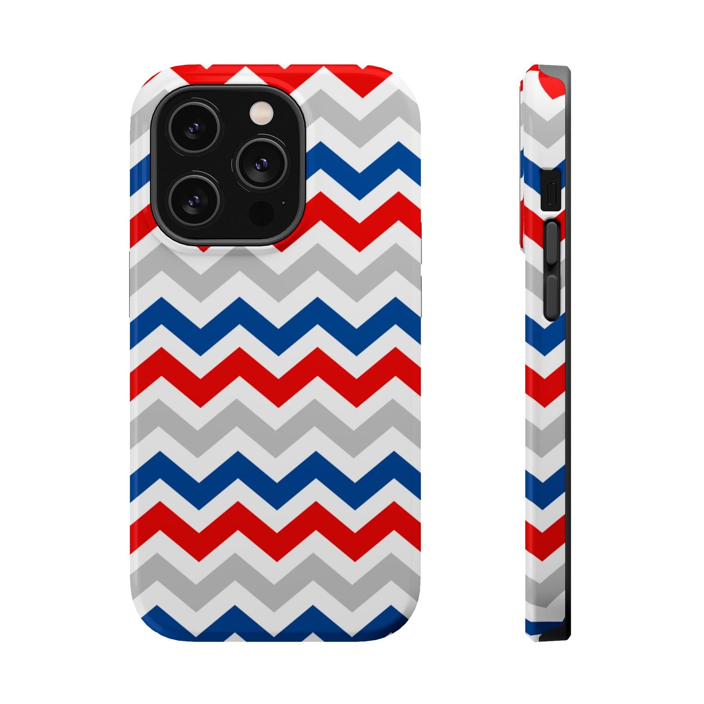 Patriotic Red, White & Blue Chevron – MagSafe Compatible iPhone Case - BOGO Cases