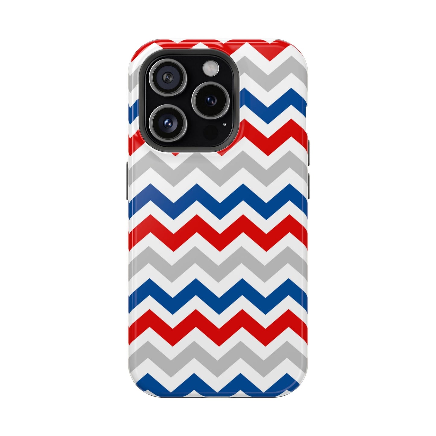 Patriotic Red, White & Blue Chevron – MagSafe Compatible iPhone Case - BOGO Cases