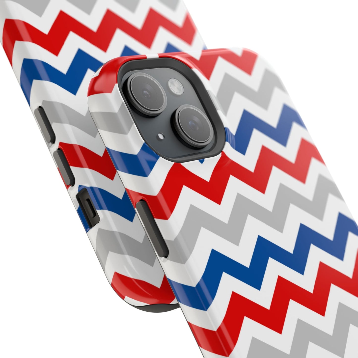 Patriotic Red, White & Blue Chevron – MagSafe Compatible iPhone Case - BOGO Cases