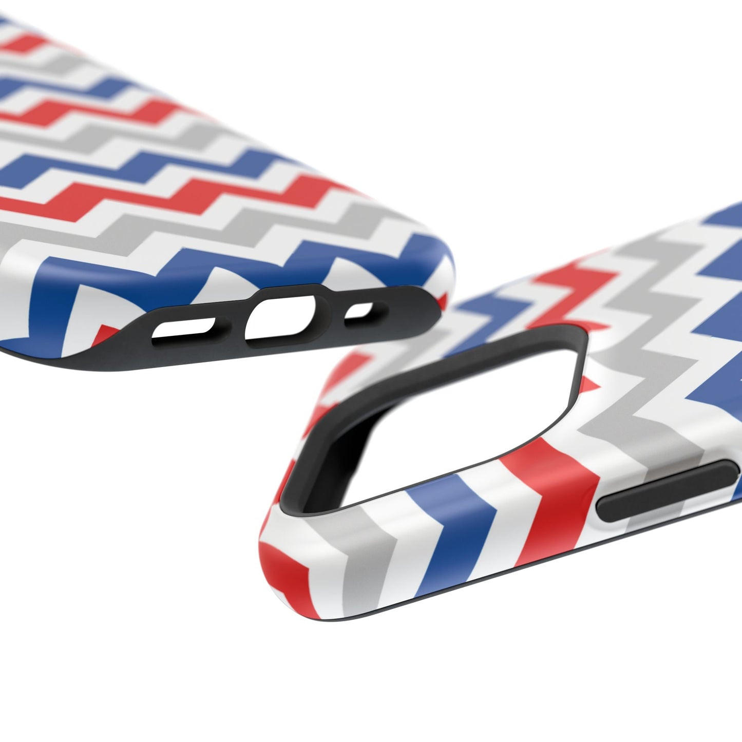Patriotic Red, White & Blue Chevron – MagSafe Compatible iPhone Case - BOGO Cases