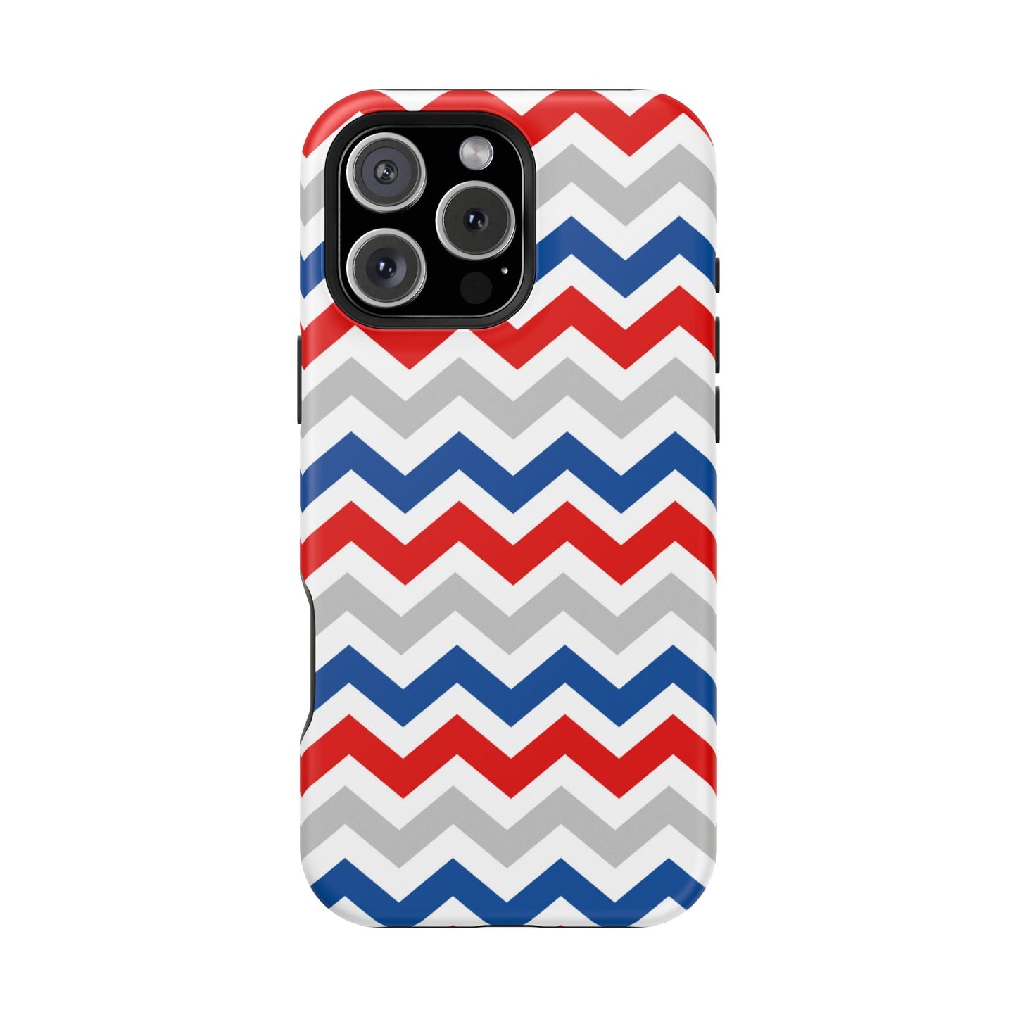 Patriotic Red, White & Blue Chevron – MagSafe Compatible iPhone Case - BOGO Cases