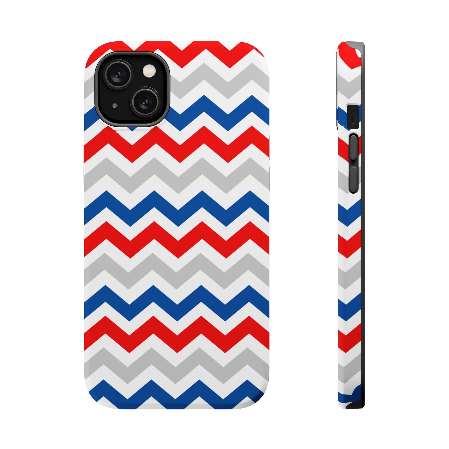 Patriotic Red, White & Blue Chevron – MagSafe Compatible iPhone Case - BOGO Cases