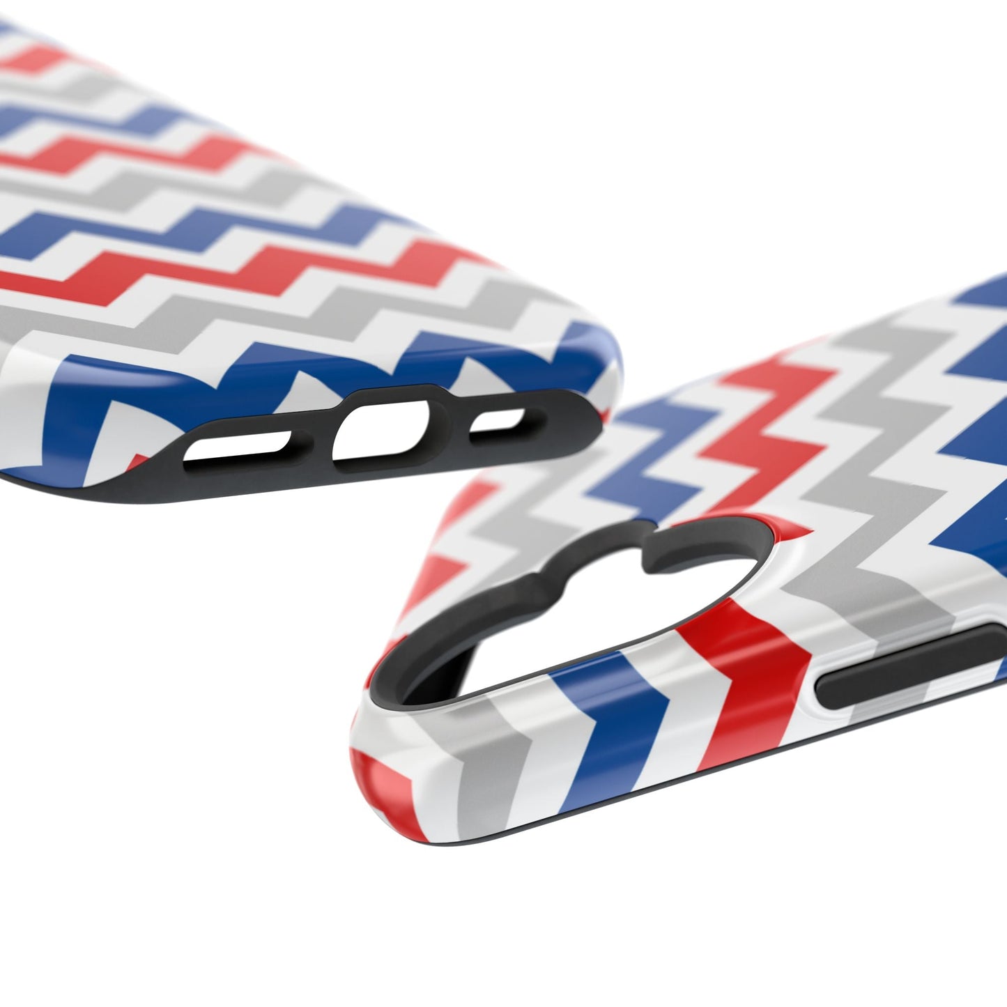 Patriotic Red, White & Blue Chevron – MagSafe Compatible iPhone Case - BOGO Cases