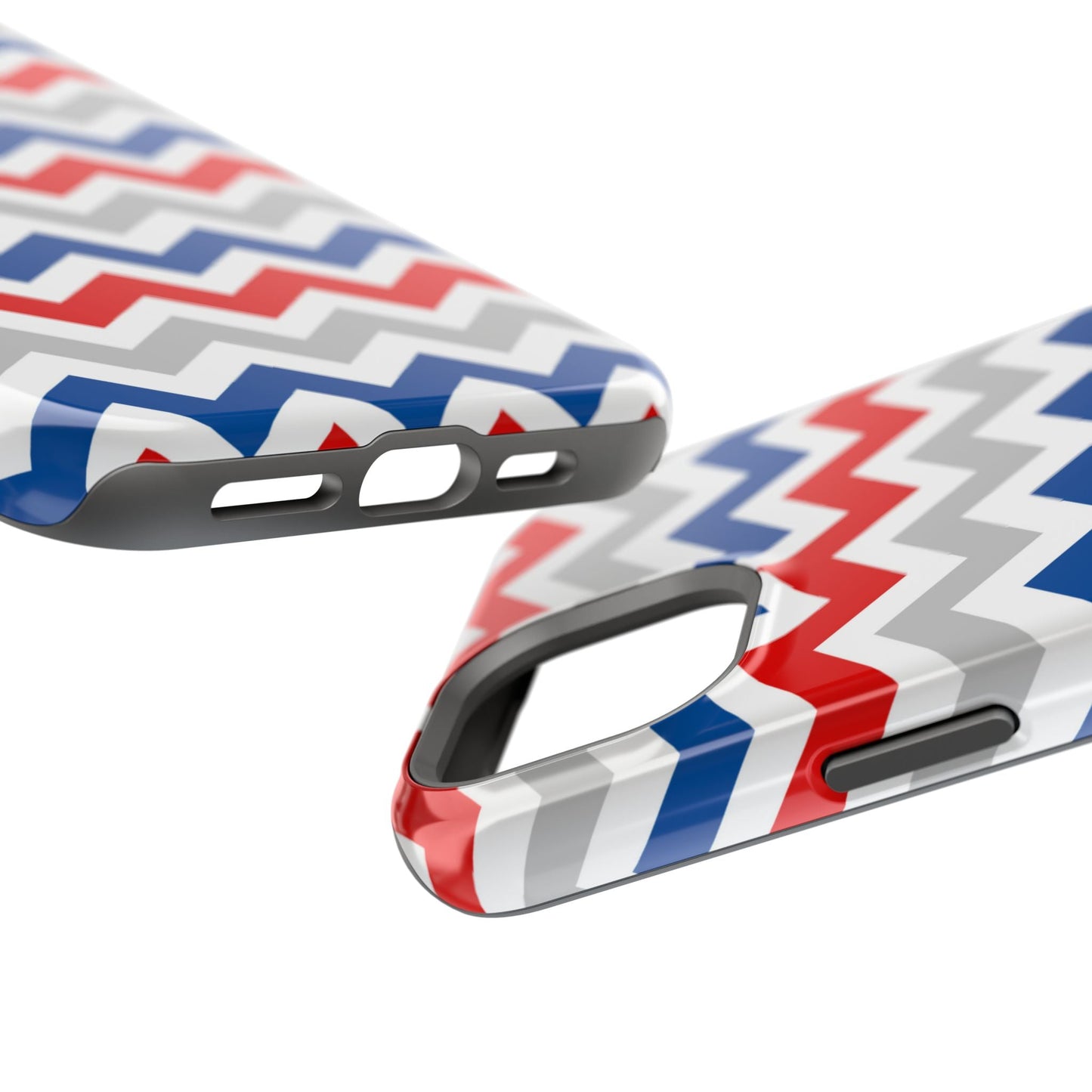 Patriotic Red, White & Blue Chevron – MagSafe Compatible iPhone Case - BOGO Cases