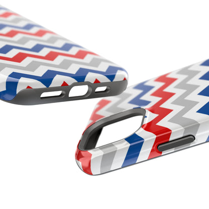 Patriotic Red, White & Blue Chevron – MagSafe Compatible iPhone Case - BOGO Cases