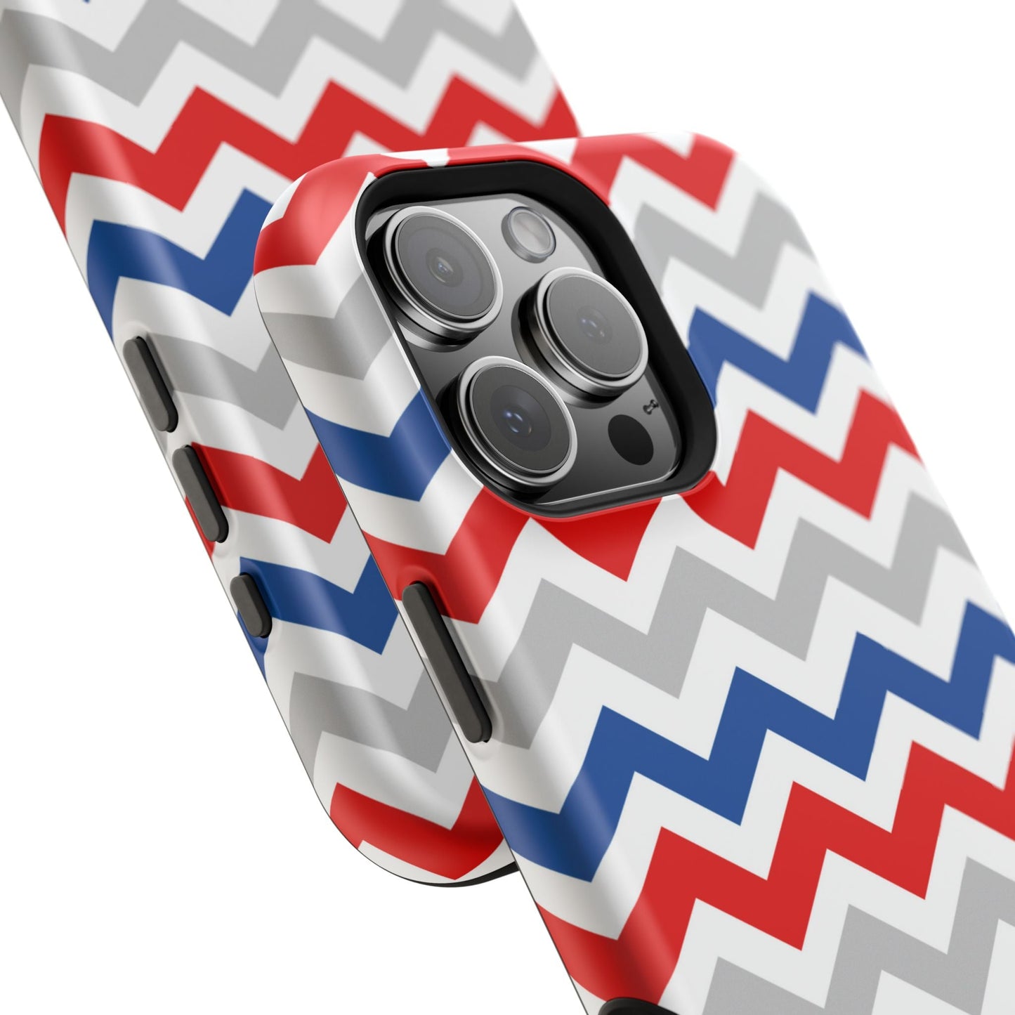 Patriotic Red, White & Blue Chevron – MagSafe Compatible iPhone Case - BOGO Cases