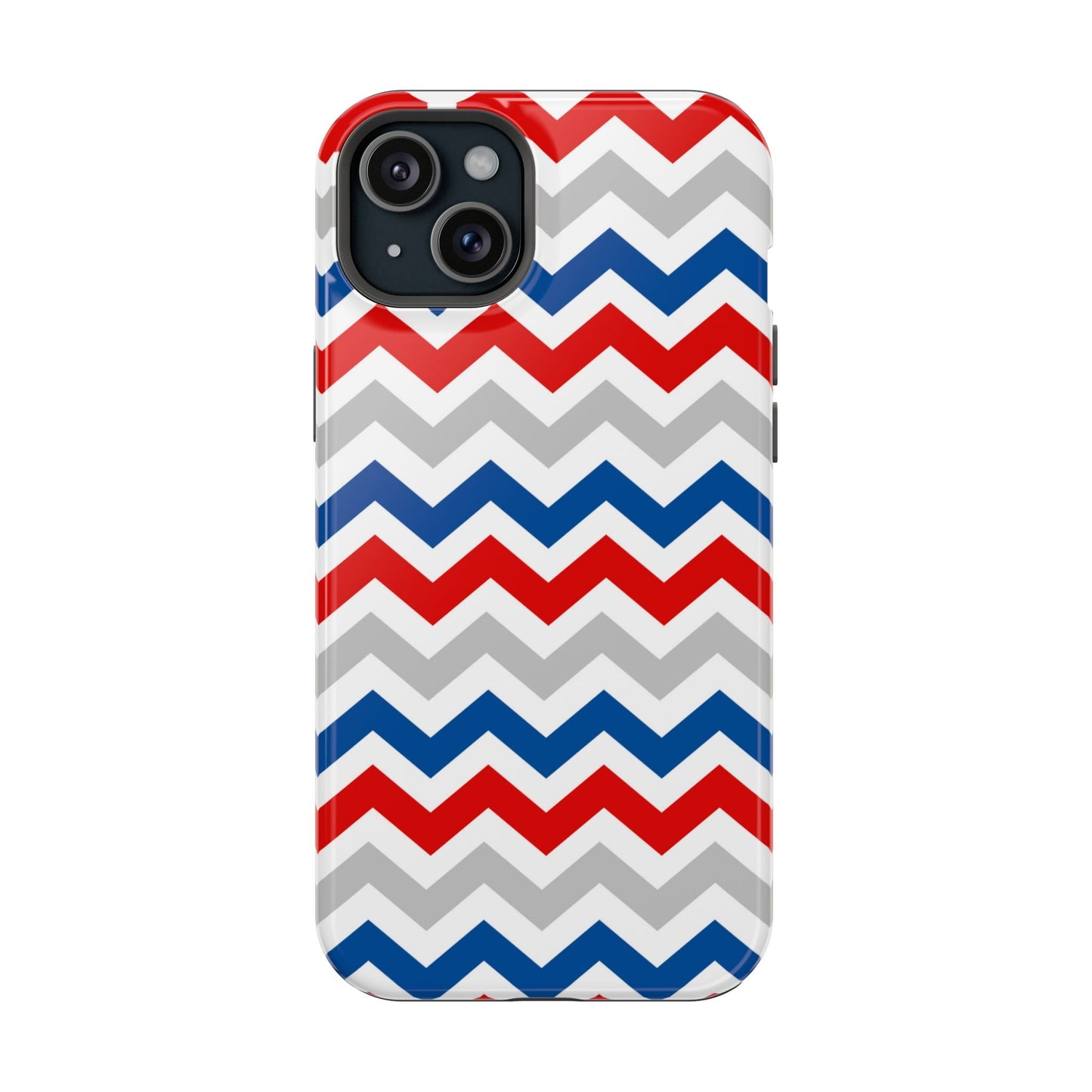 Patriotic Red, White & Blue Chevron – MagSafe Compatible iPhone Case - BOGO Cases