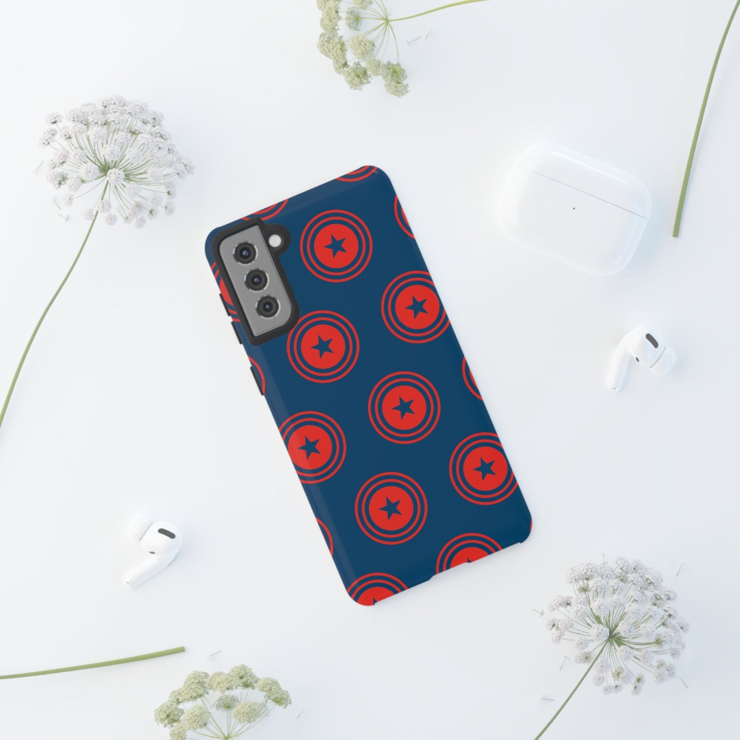 Patriotic Star Shield Samsung Galaxy Case – Bold Red & Blue Pattern - BOGO Cases