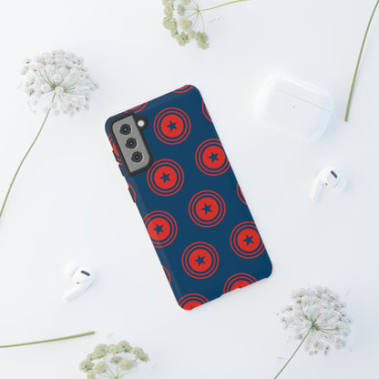 Patriotic Star Shield Samsung Galaxy Case – Bold Red & Blue Pattern - BOGO Cases