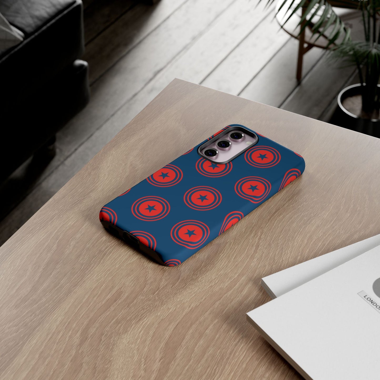 Patriotic Star Shield Samsung Galaxy Case – Bold Red & Blue Pattern - BOGO Cases