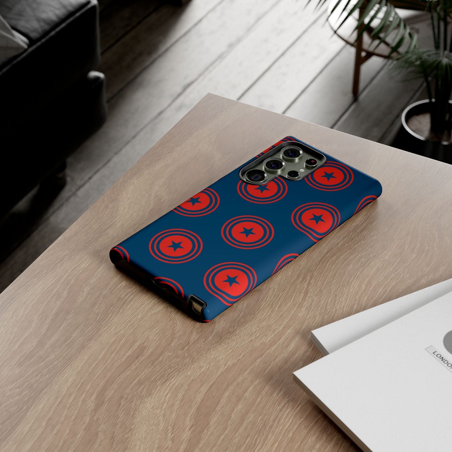 Patriotic Star Shield Samsung Galaxy Case – Bold Red & Blue Pattern - BOGO Cases