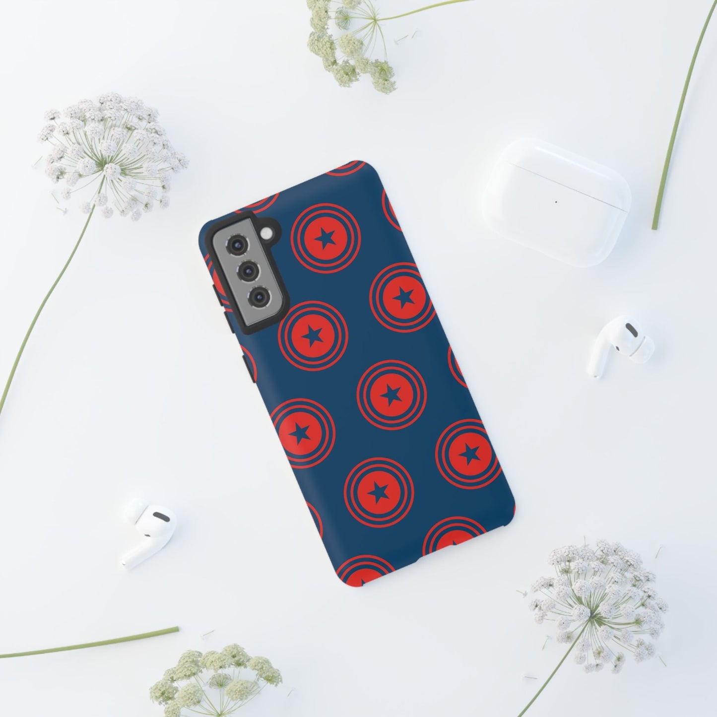 Patriotic Star Shield Samsung Galaxy Case – Bold Red & Blue Pattern - BOGO Cases