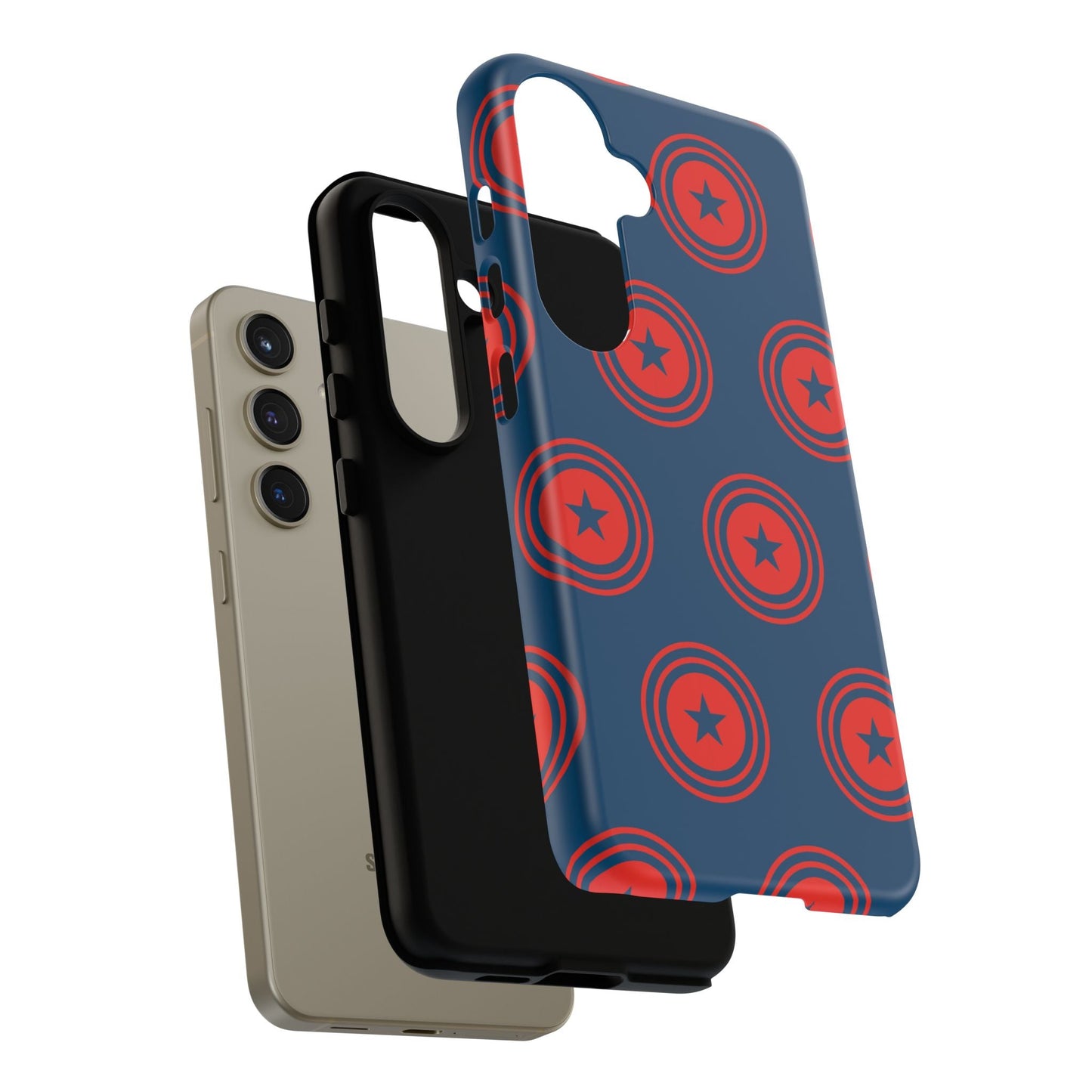 Patriotic Star Shield Samsung Galaxy Case – Bold Red & Blue Pattern - BOGO Cases