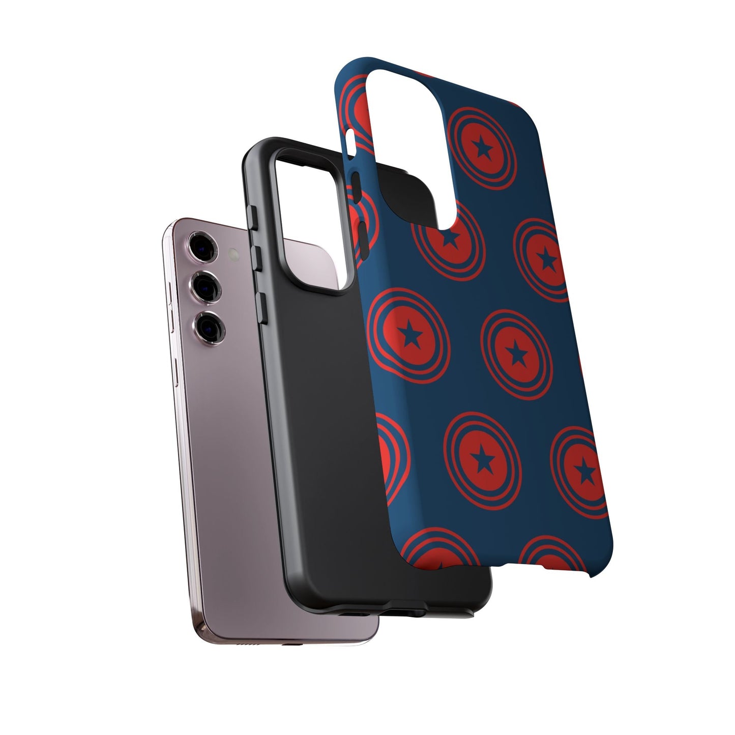 Patriotic Star Shield Samsung Galaxy Case – Bold Red & Blue Pattern - BOGO Cases