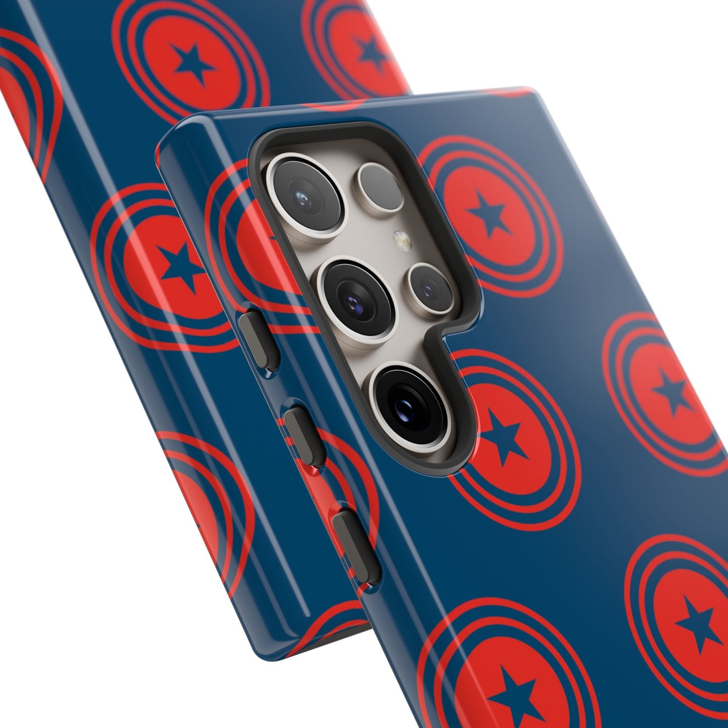 Patriotic Star Shield Samsung Galaxy Case – Bold Red & Blue Pattern - BOGO Cases