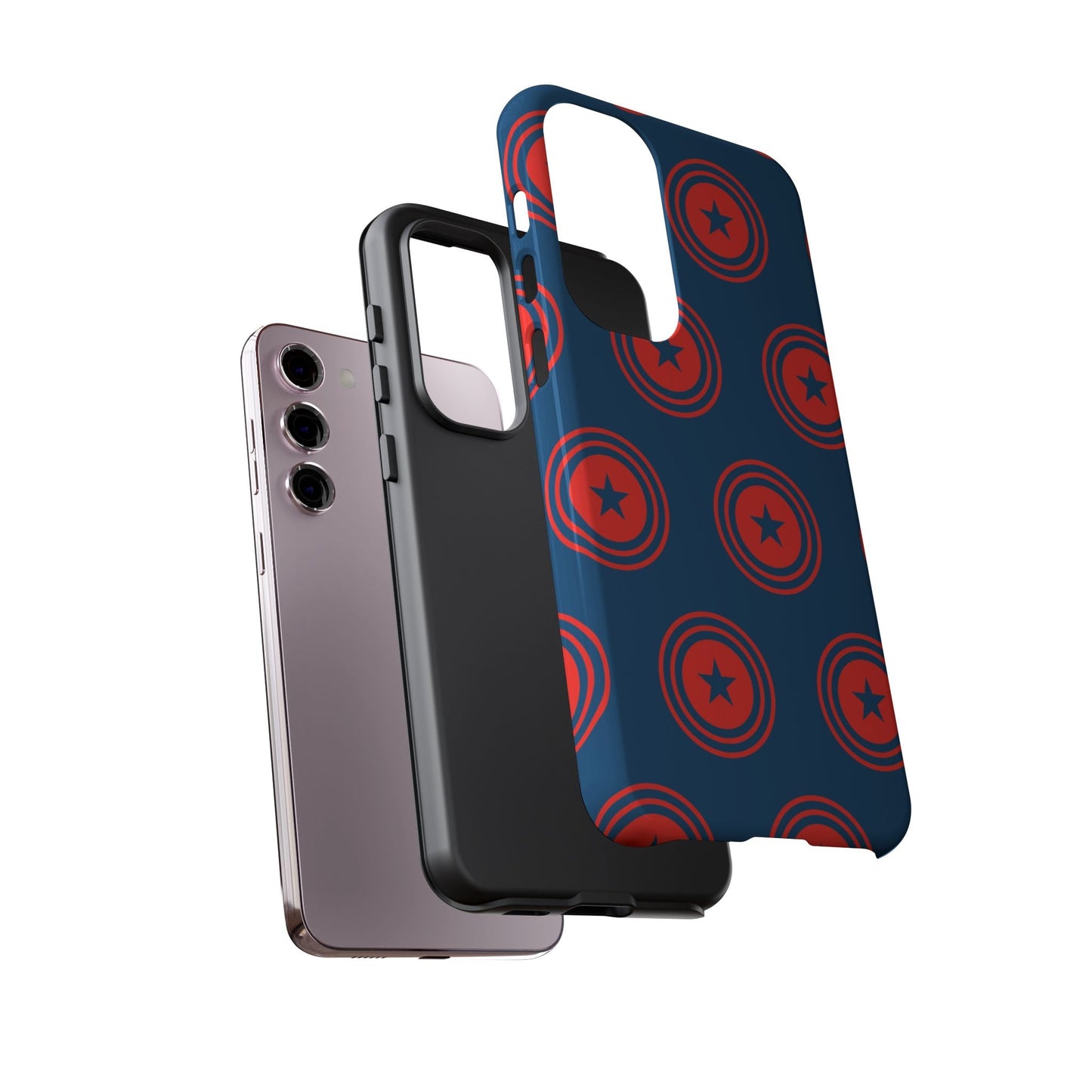 Patriotic Star Shield Samsung Galaxy Case – Bold Red & Blue Pattern - BOGO Cases