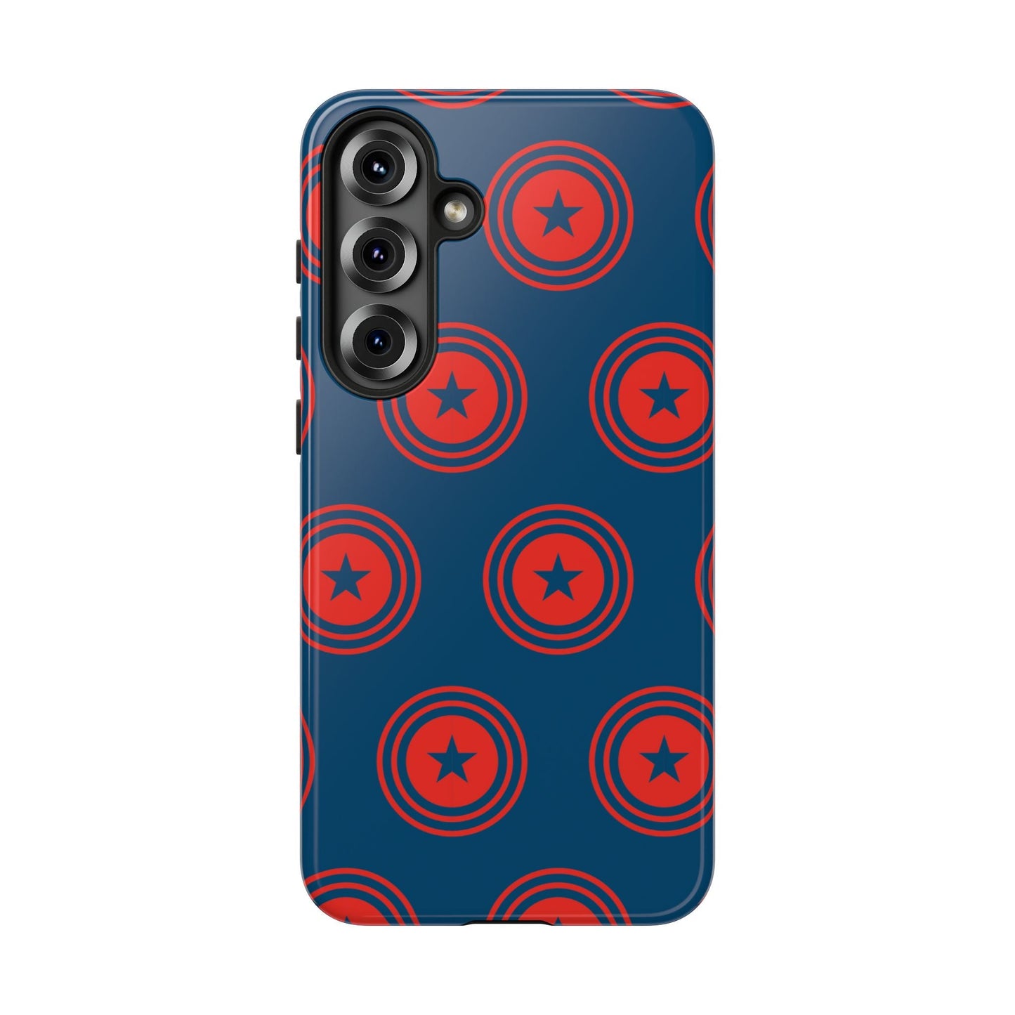 Patriotic Star Shield Samsung Galaxy Case – Bold Red & Blue Pattern - BOGO Cases