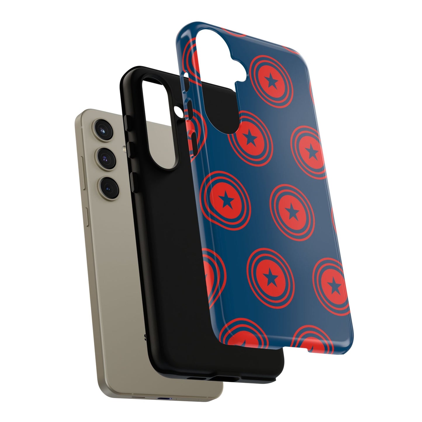 Patriotic Star Shield Samsung Galaxy Case – Bold Red & Blue Pattern - BOGO Cases