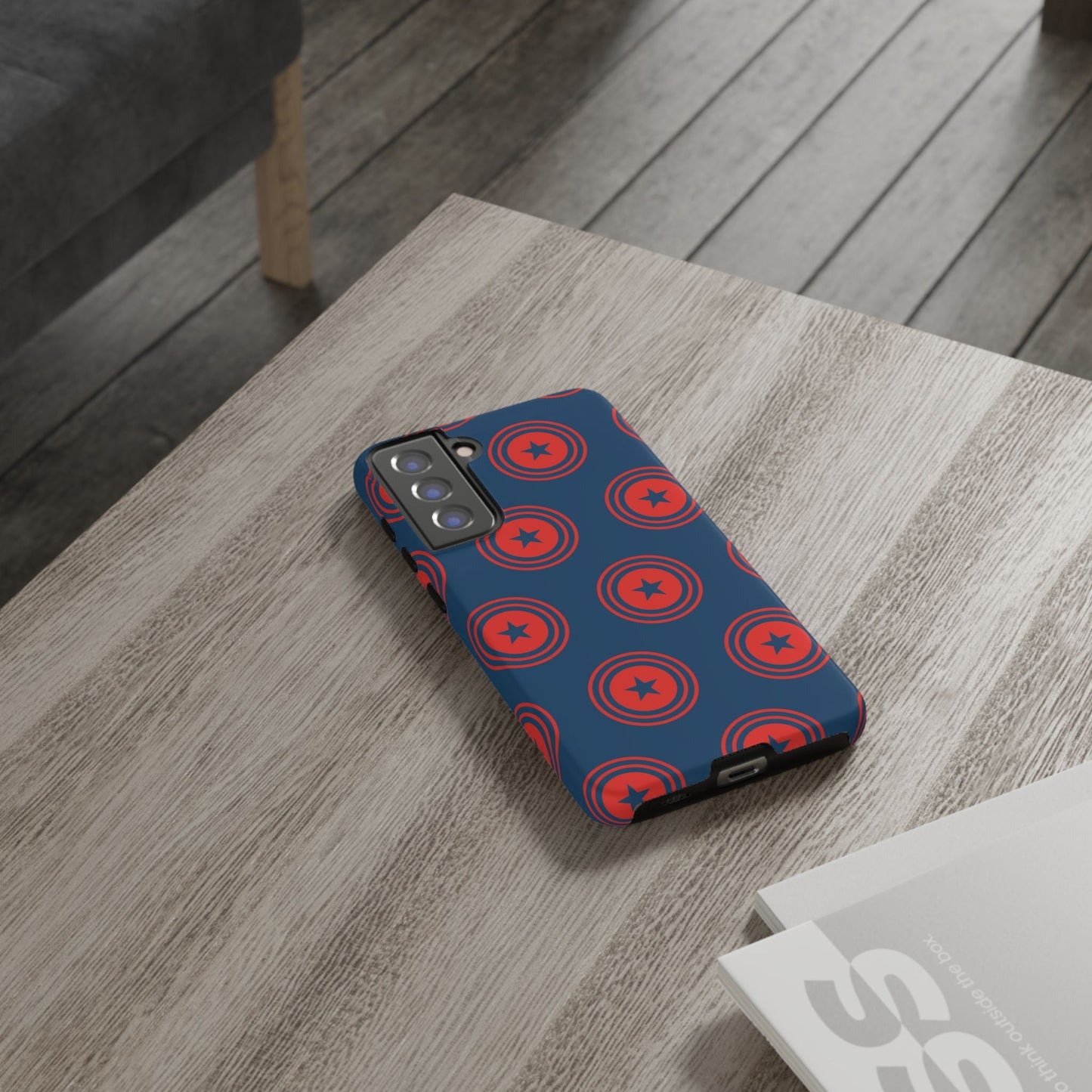 Patriotic Star Shield Samsung Galaxy Case – Bold Red & Blue Pattern - BOGO Cases