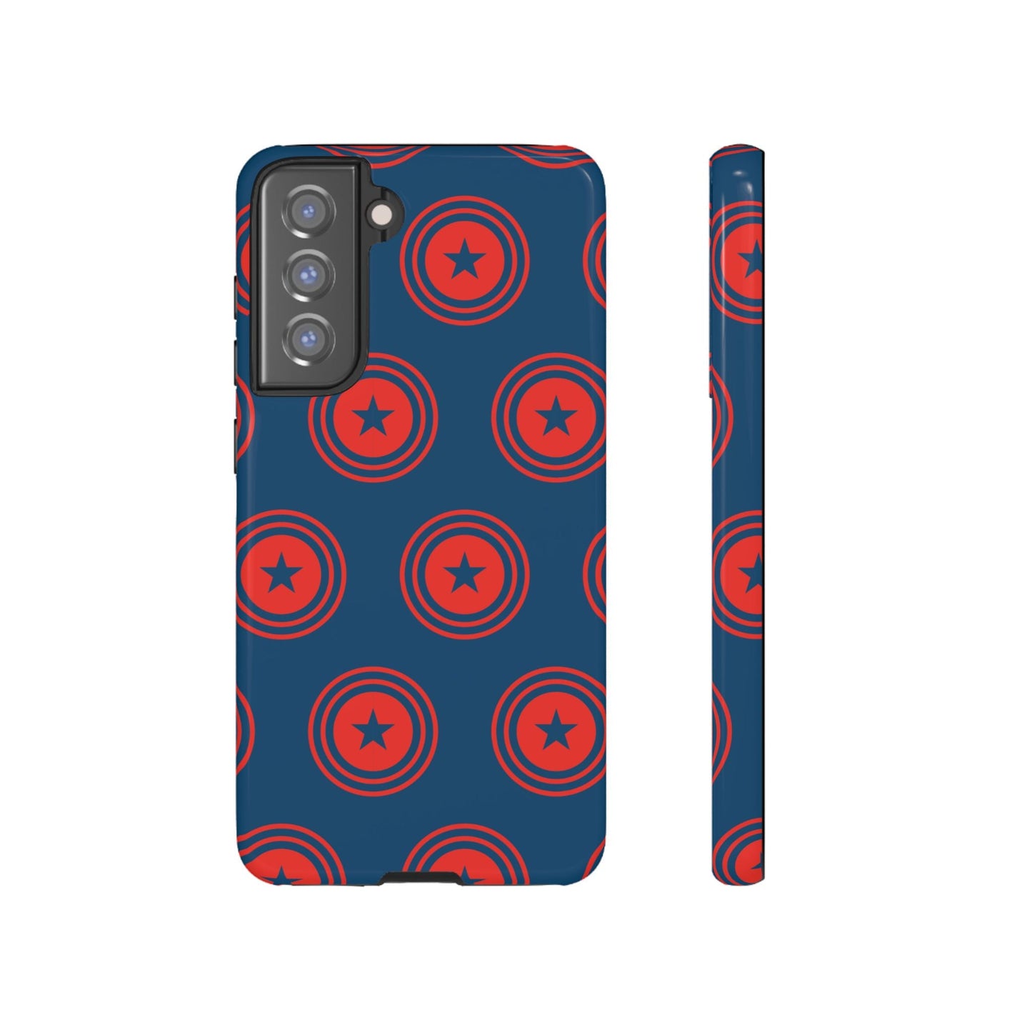 Patriotic Star Shield Samsung Galaxy Case – Bold Red & Blue Pattern - BOGO Cases