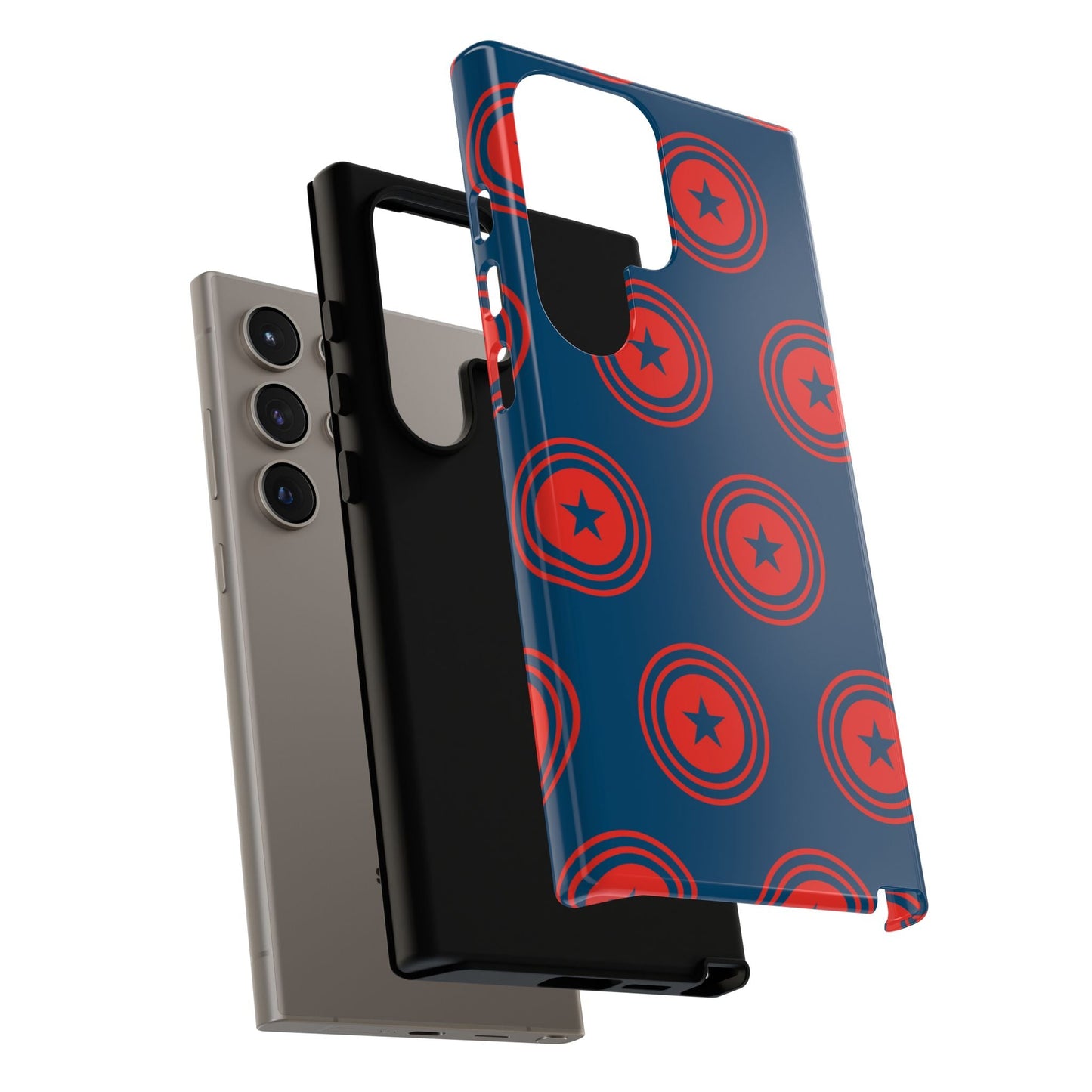 Patriotic Star Shield Samsung Galaxy Case – Bold Red & Blue Pattern - BOGO Cases