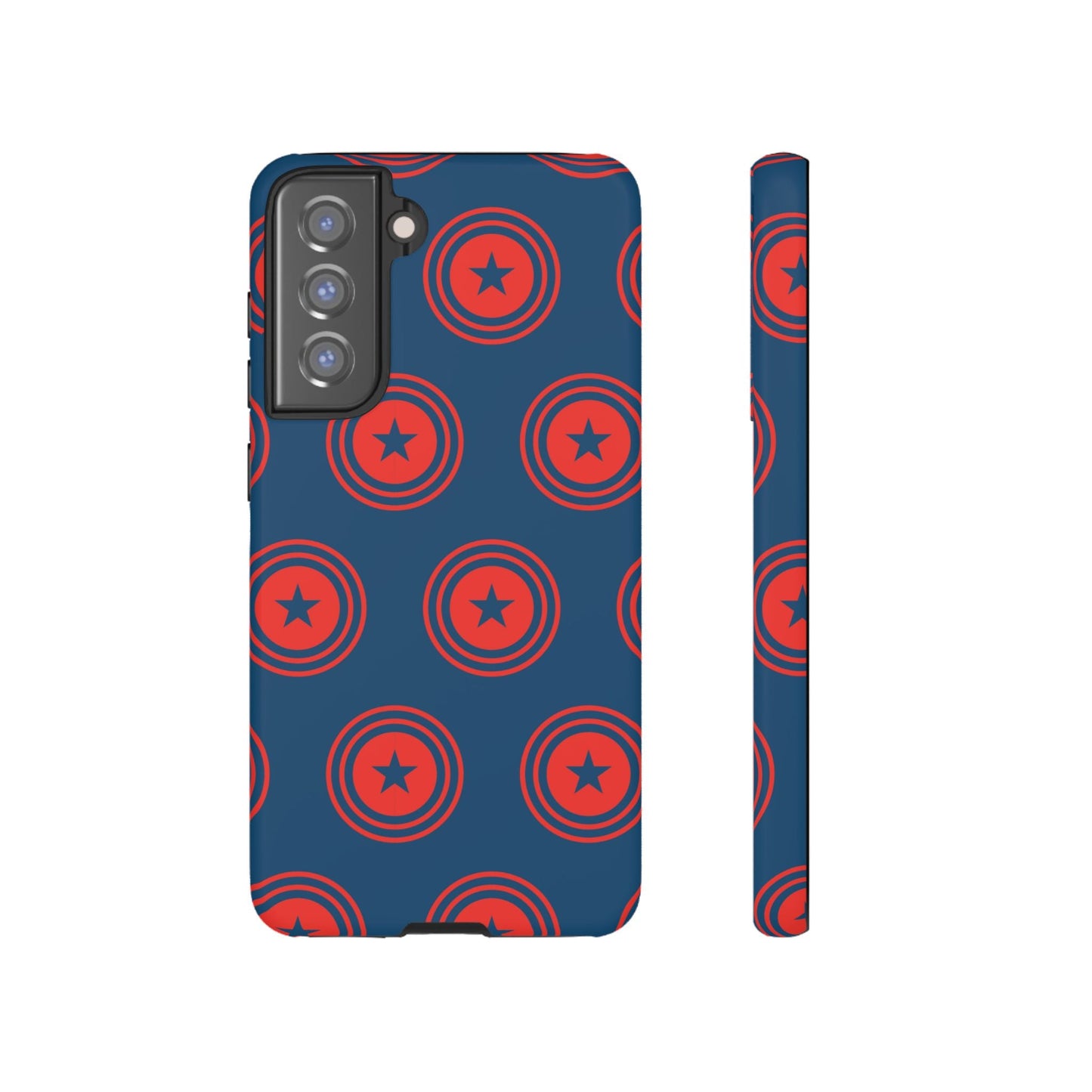 Patriotic Star Shield Samsung Galaxy Case – Bold Red & Blue Pattern - BOGO Cases