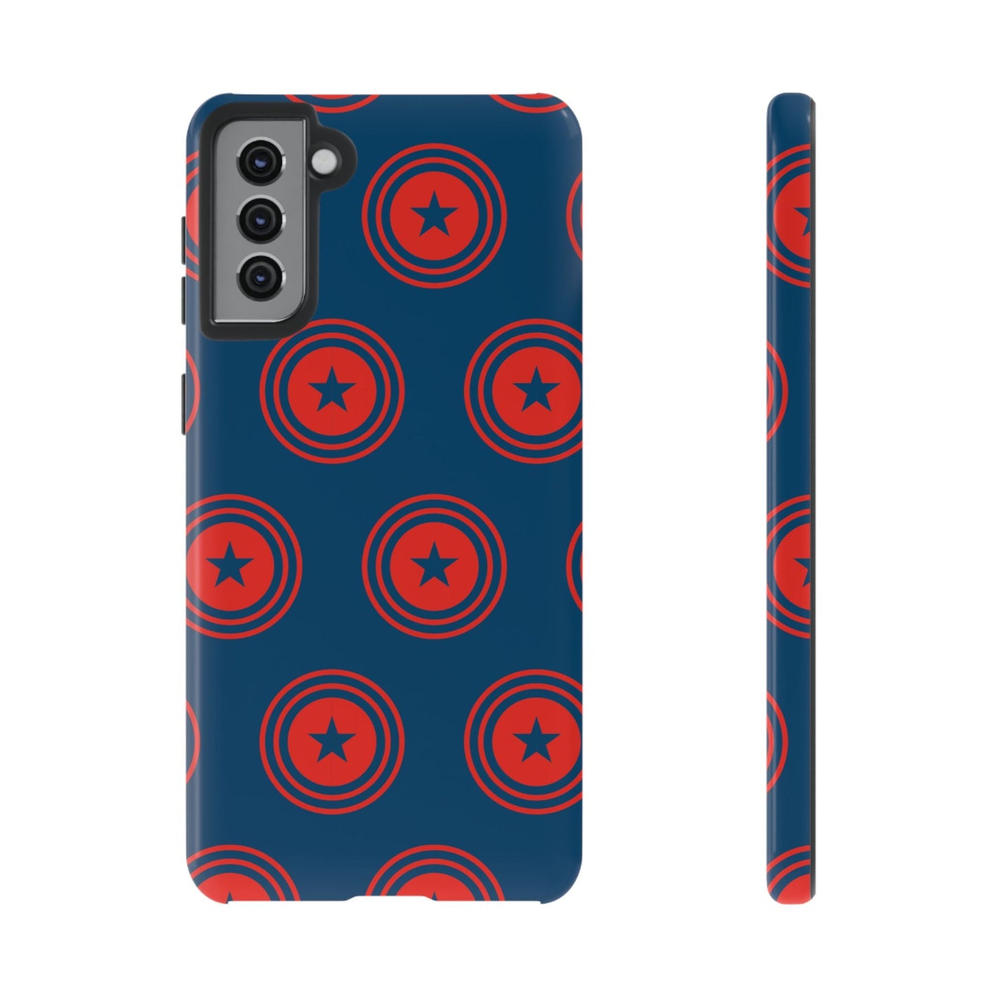 Patriotic Star Shield Samsung Galaxy Case – Bold Red & Blue Pattern - BOGO Cases