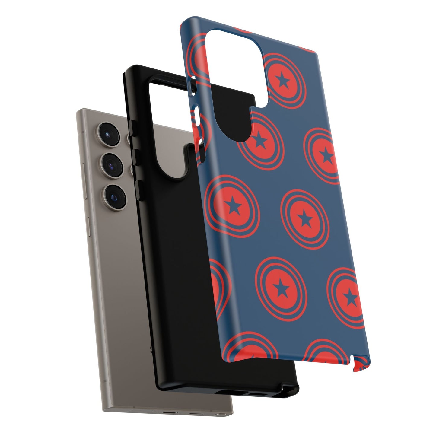 Patriotic Star Shield Samsung Galaxy Case – Bold Red & Blue Pattern - BOGO Cases