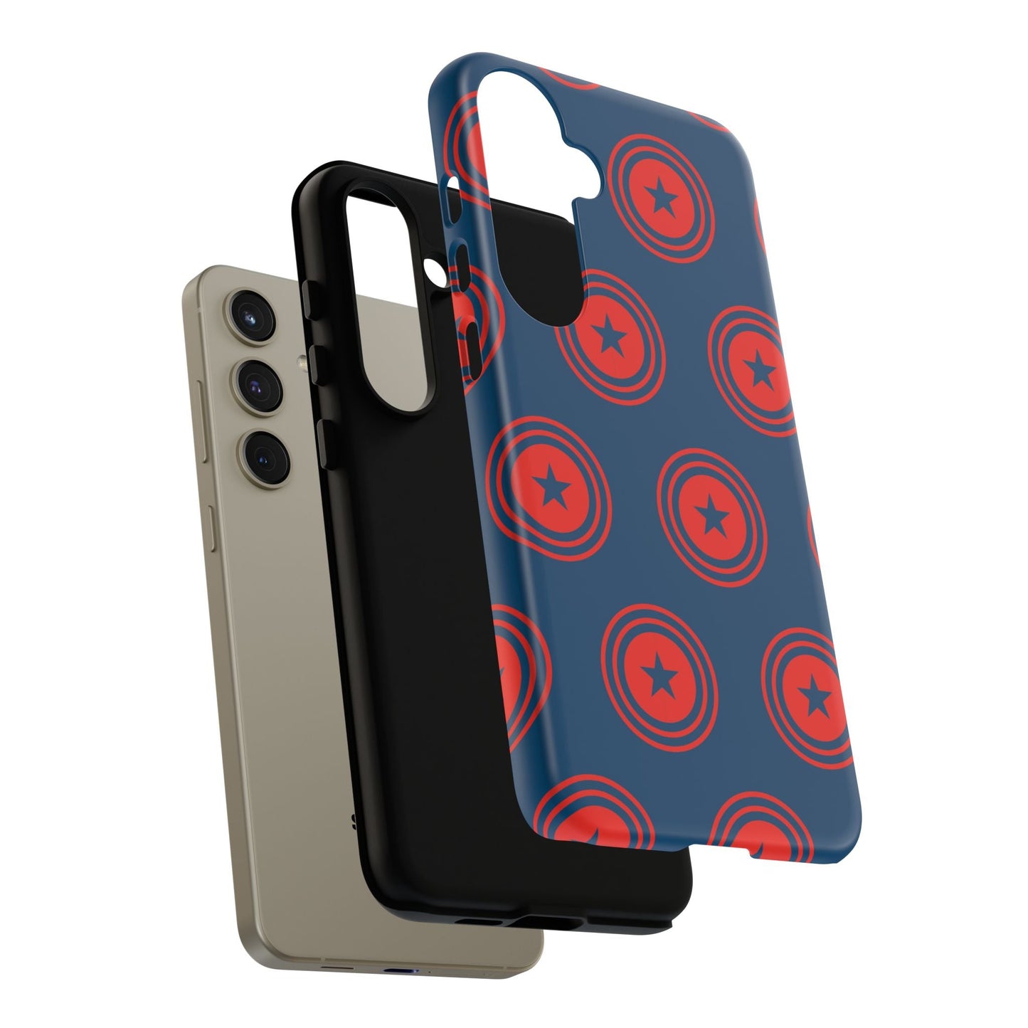 Patriotic Star Shield Samsung Galaxy Case – Bold Red & Blue Pattern - BOGO Cases