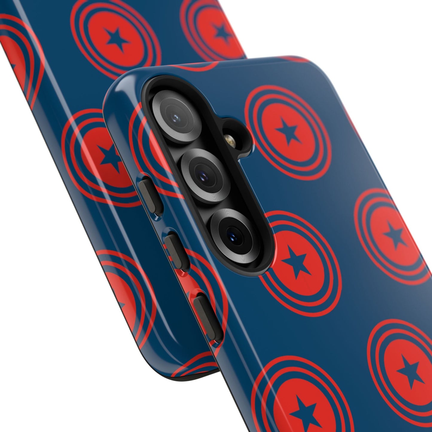Patriotic Star Shield Samsung Galaxy Case – Bold Red & Blue Pattern - BOGO Cases