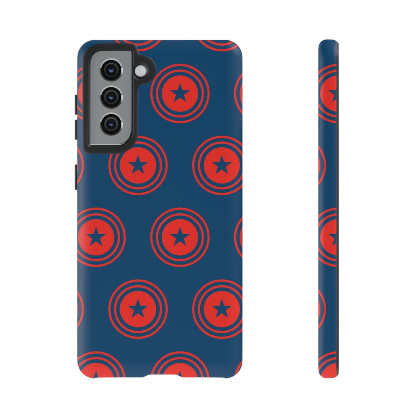 Patriotic Star Shield Samsung Galaxy Case – Bold Red & Blue Pattern - BOGO Cases