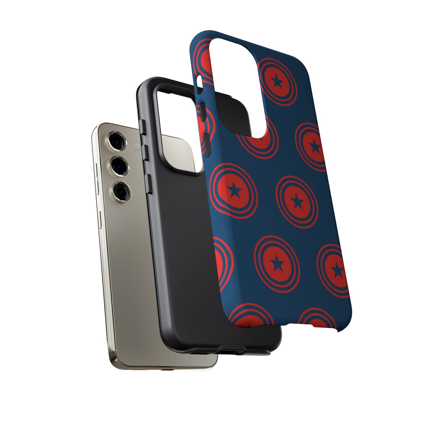 Patriotic Star Shield Samsung Galaxy Case – Bold Red & Blue Pattern - BOGO Cases