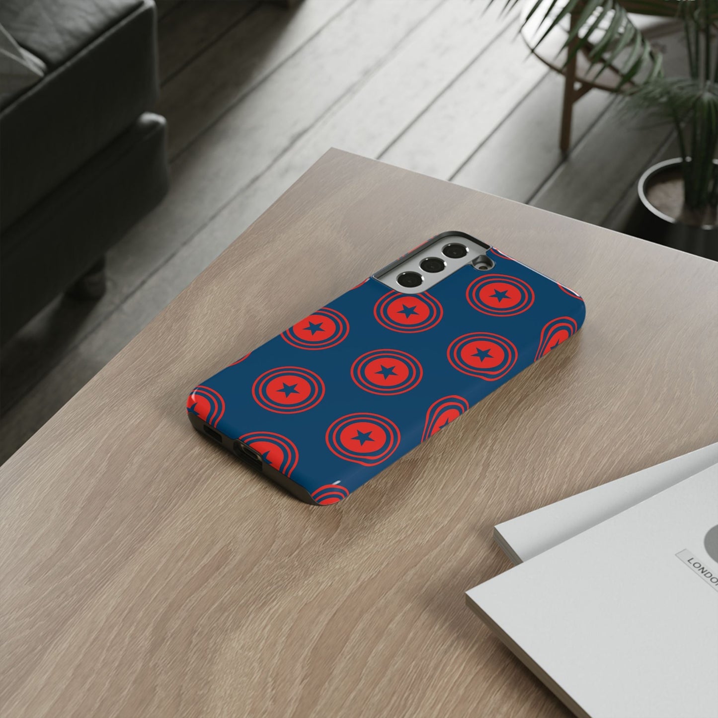 Patriotic Star Shield Samsung Galaxy Case – Bold Red & Blue Pattern - BOGO Cases