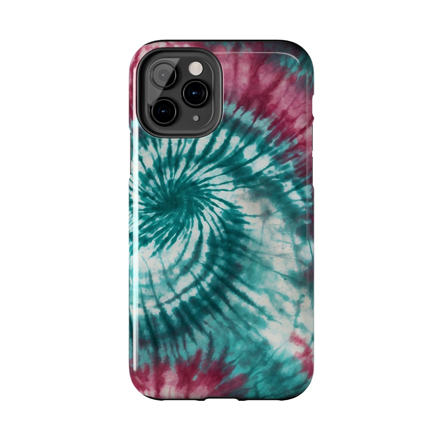 Pink and Teal Tie - Dye iPhone Case – Retro Spiral Design - BOGO Cases