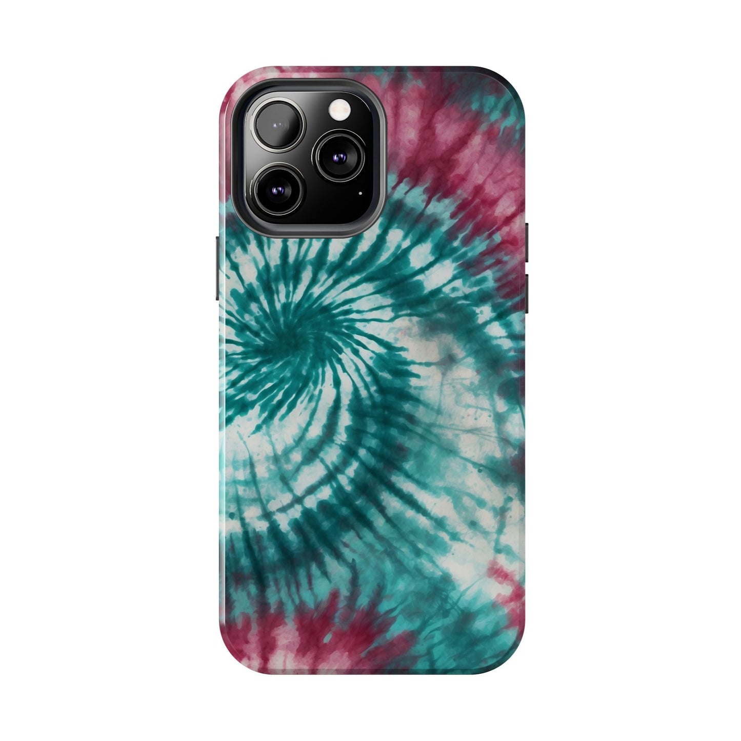 Pink and Teal Tie - Dye iPhone Case – Retro Spiral Design - BOGO Cases