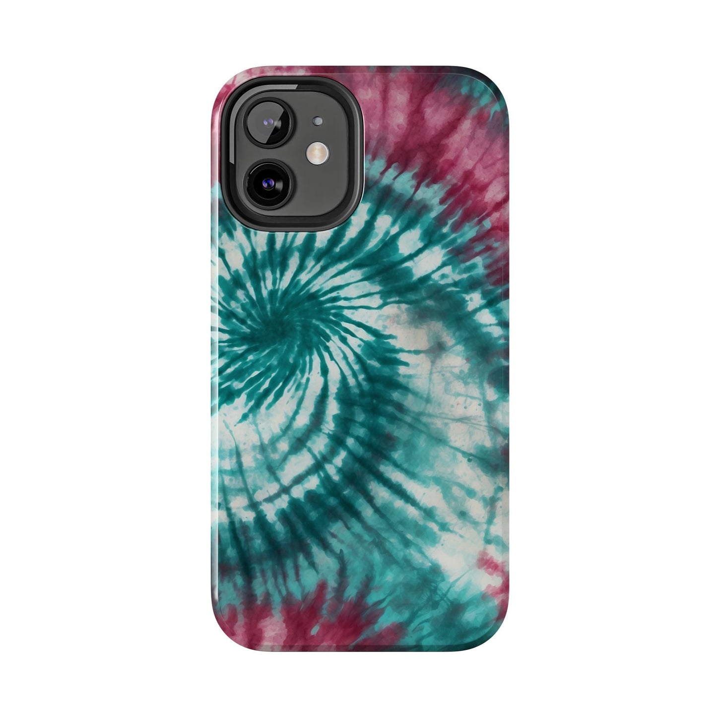 Pink and Teal Tie - Dye iPhone Case – Retro Spiral Design - BOGO Cases