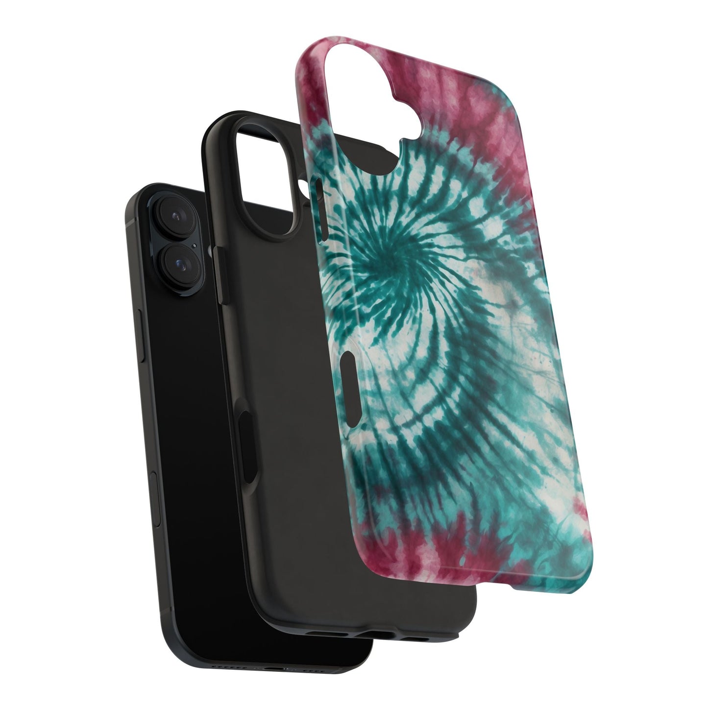 Pink and Teal Tie - Dye iPhone Case – Retro Spiral Design - BOGO Cases