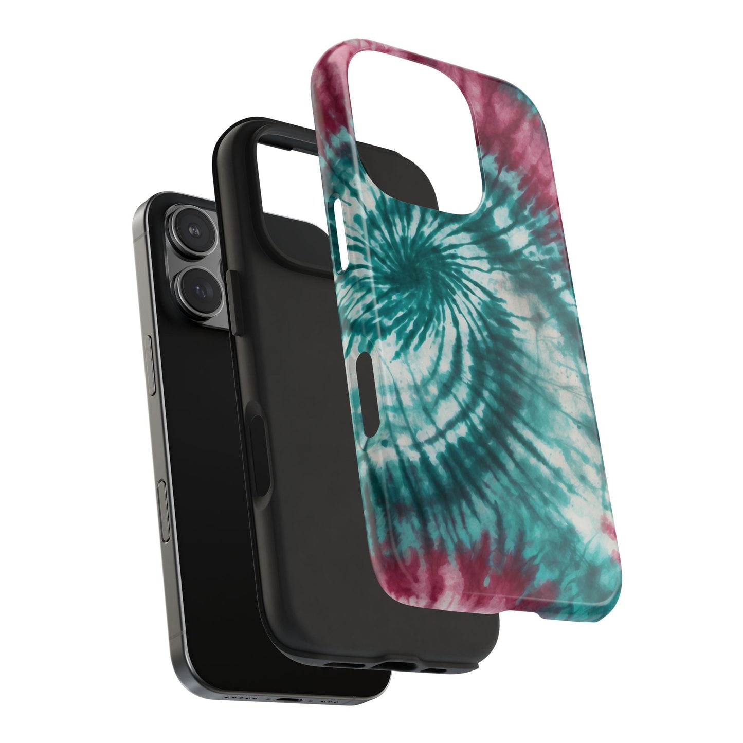 Pink and Teal Tie - Dye iPhone Case – Retro Spiral Design - BOGO Cases