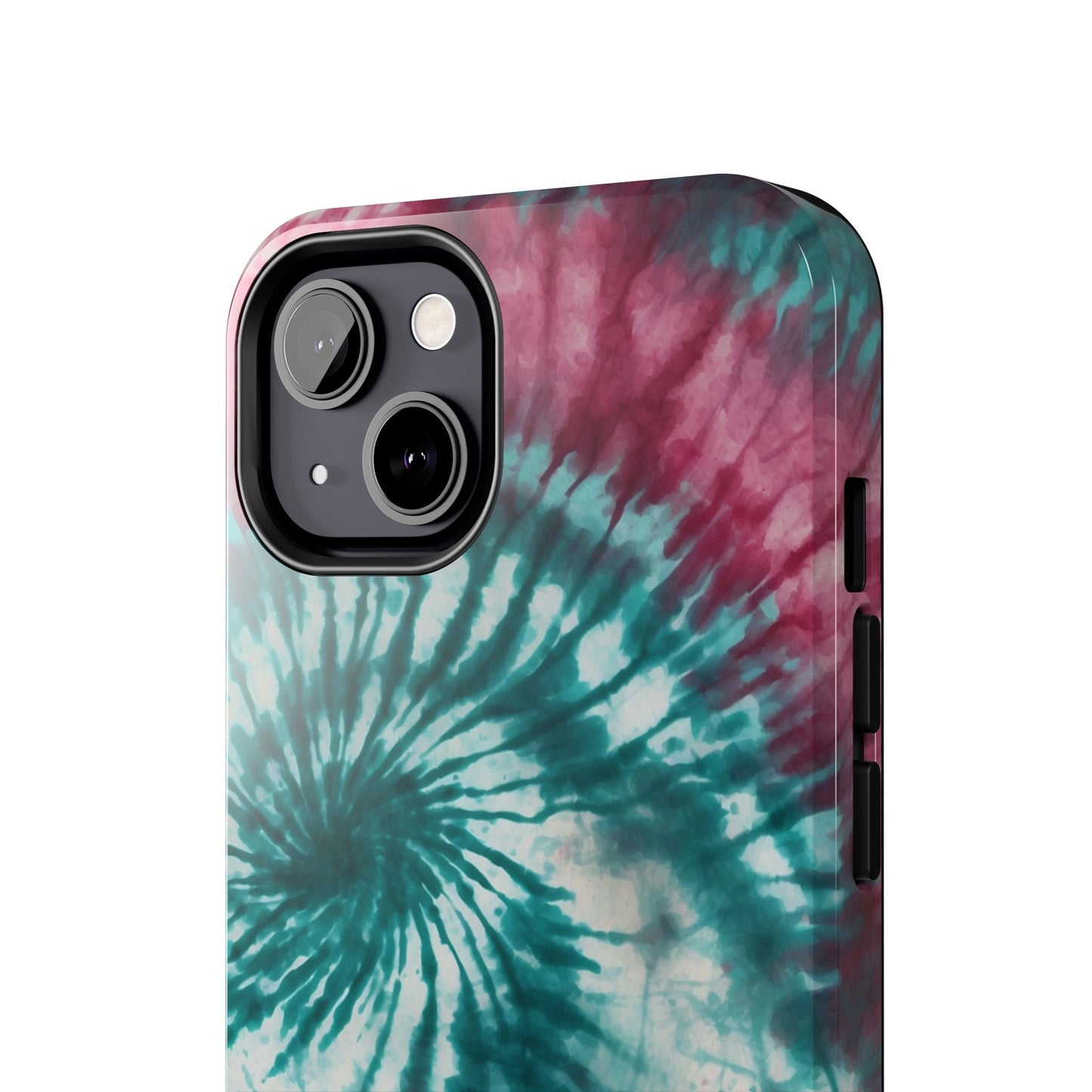 Pink and Teal Tie - Dye iPhone Case – Retro Spiral Design - BOGO Cases