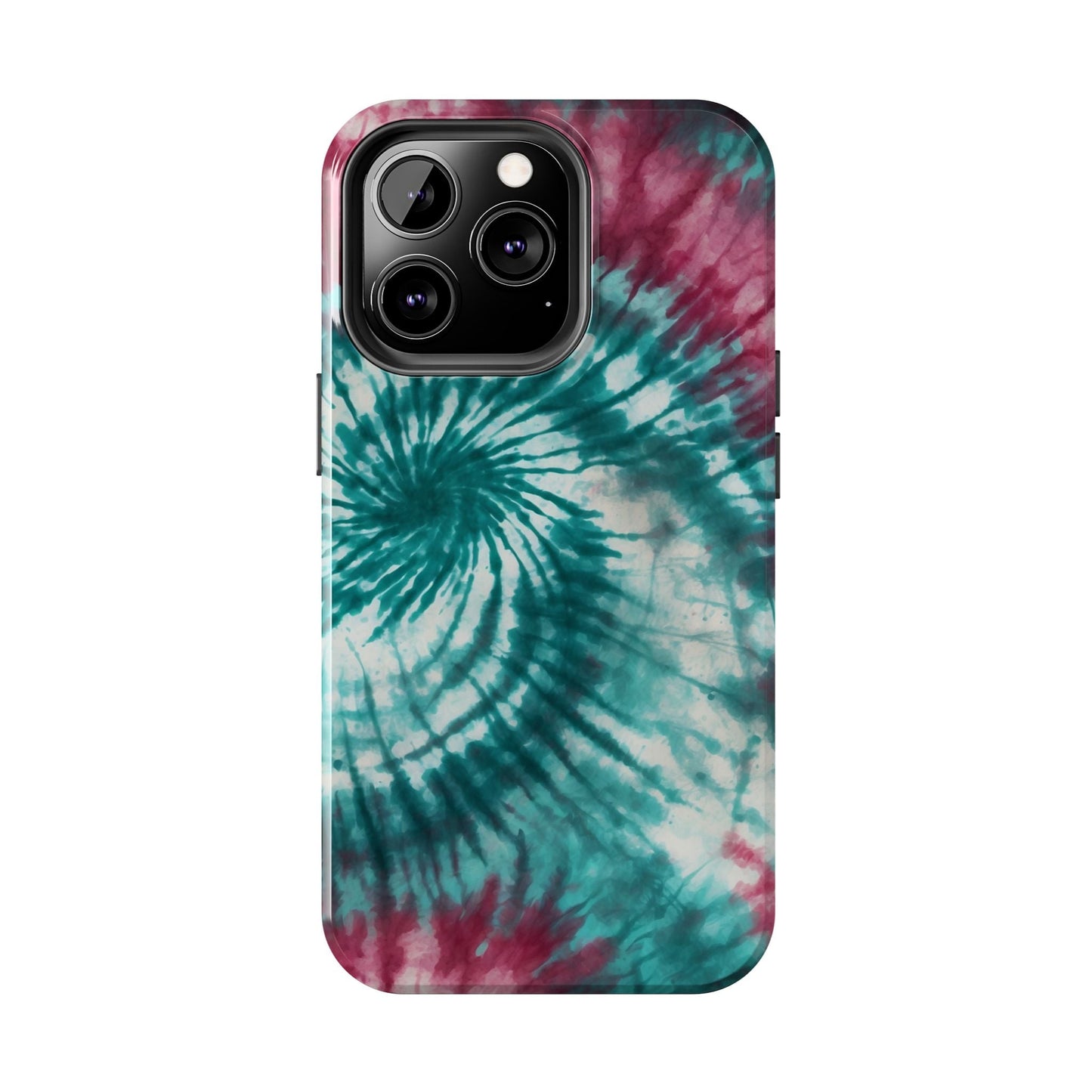 Pink and Teal Tie - Dye iPhone Case – Retro Spiral Design - BOGO Cases