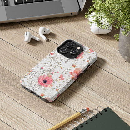 Pink Floral Watercolor iPhone Case – Feminine Poppy Blossom Design - BOGO Cases