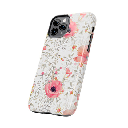 Pink Floral Watercolor iPhone Case – Feminine Poppy Blossom Design - BOGO Cases