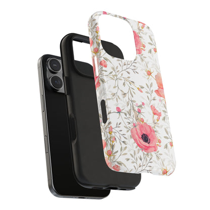 Pink Floral Watercolor iPhone Case – Feminine Poppy Blossom Design - BOGO Cases